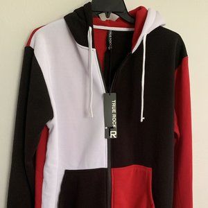 Hooded sweatshirt size XL.  NWT Blocked with colors of Red, Black and White.
